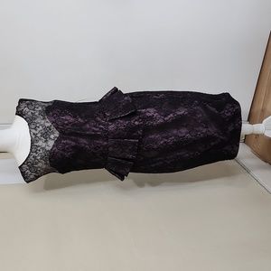 Size 14 black/plum formal sparkling lace cocktail w/ peplum by Social Occasions